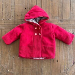 Jacadi red knit cherry lined coat